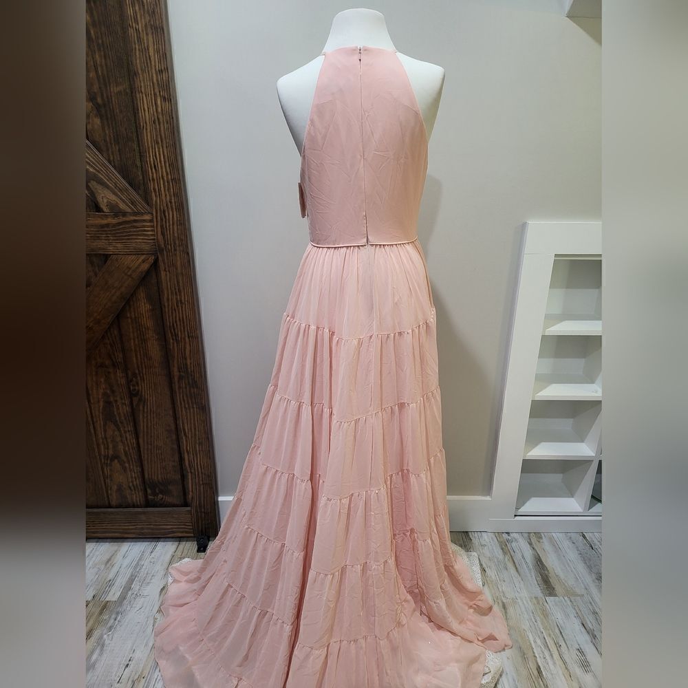 Women’s Blush Pink Halter Maxi Dress - Picture 4 of 5
